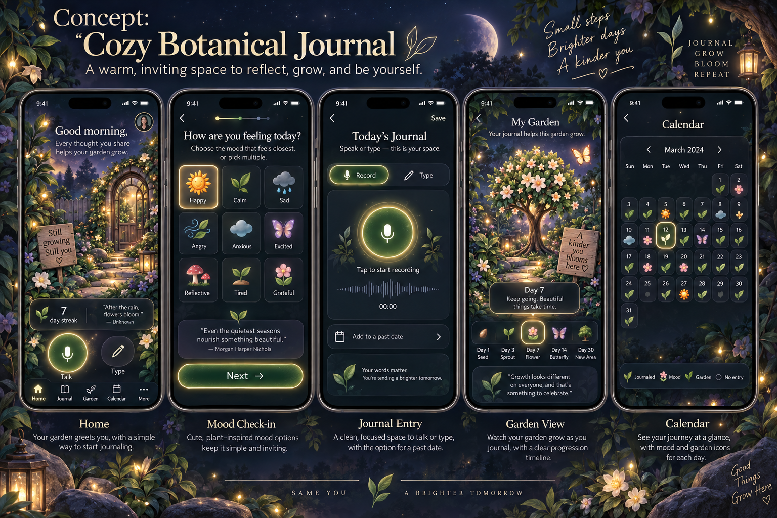 Audio Journaling app — dark theme
